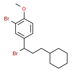 ChemSpider 2D Image | 2-Bromo-4-(1-bromo-3-cyclohexylpropyl)-1-methoxybenzene | C16H22Br2O