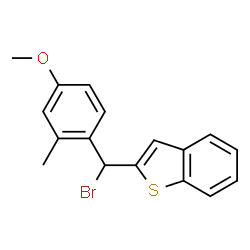 ChemSpider 2D Image | 2-[Bromo(4-methoxy-2-methylphenyl)methyl]-1-benzothiophene | C17H15BrOS