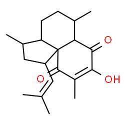 ChemSpider 2D Image | 8-Hydroxy-3,6,9-trimethyl-1-(2-methyl-1-propenyl)-1,2,3,3a,4,5,6,6a-octahydrocyclopenta[d]naphthalene-7,10-dione | C20H28O3
