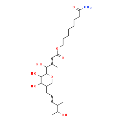 ChemSpider 2D Image | 1-{4-[(8-Amino-8-oxooctyl)oxy]-1-hydroxy-2-methyl-4-oxo-2-buten-1-yl}-1,5-anhydro-4-deoxy-4-(5-hydroxy-4-methyl-2-hexen-1-yl)pentitol | C25H43NO8