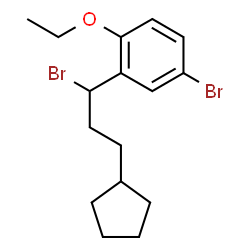 ChemSpider 2D Image | 4-Bromo-2-(1-bromo-3-cyclopentylpropyl)-1-ethoxybenzene | C16H22Br2O