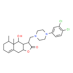 ChemSpider 2D Image | 3-{[4-(3,4-Dichlorophenyl)-1-piperazinyl]methyl}-4-hydroxy-4a,5-dimethyl-3a,4,4a,5,6,7,9,9a-octahydronaphtho[2,3-b]furan-2(3H)-one | C25H32Cl2N2O3