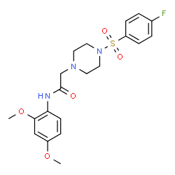 ChemSpider 2D Image | N-(2,4-Dimethoxyphenyl)-2-{4-[(4-fluorophenyl)sulfonyl]-1-piperazinyl}acetamide | C20H24FN3O5S