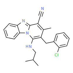 ChemSpider 2D Image | 2-(2-Chlorobenzyl)-1-(isobutylamino)-3-methylpyrido[1,2-a]benzimidazole-4-carbonitrile | C24H23ClN4