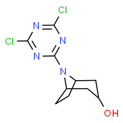 ChemSpider 2D Image | 8-(4,6-Dichloro-1,3,5-triazin-2-yl)-8-azabicyclo[3.2.1]octan-3-ol | C10H12Cl2N4O