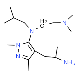 ChemSpider 2D Image | N-[4-(2-Aminopropyl)-1,3-dimethyl-1H-pyrazol-5-yl]-N-isobutyl-N',N'-dimethyl-1,2-ethanediamine | C16H33N5