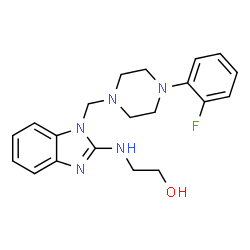 ChemSpider 2D Image | 2-[(1-{[4-(2-Fluorophenyl)-1-piperazinyl]methyl}-1H-benzimidazol-2-yl)amino]ethanol | C20H24FN5O