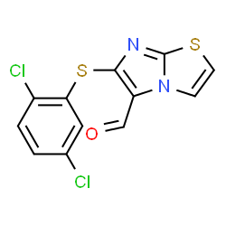 ChemSpider 2D Image | 6-[(2,5-Dichlorophenyl)sulfanyl]imidazo[2,1-b][1,3]thiazole-5-carbaldehyde | C12H6Cl2N2OS2