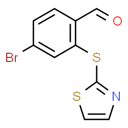 ChemSpider 2D Image | 4-Bromo-2-(1,3-thiazol-2-ylsulfanyl)benzaldehyde | C10H6BrNOS2