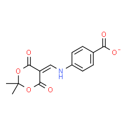 ChemSpider 2D Image | 4-{[(2,2-Dimethyl-4,6-dioxo-1,3-dioxan-5-ylidene)methyl]amino}benzoate | C14H12NO6