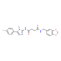 ChemSpider 2D Image | N-(1,3-Benzodioxol-5-ylmethyl)-N'-[5-(4-fluorophenyl)-1-methyl-1H-imidazol-2-yl]succinamide | C22H21FN4O4