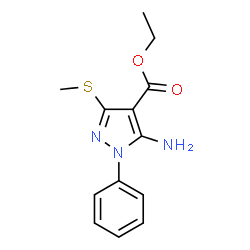 ChemSpider 2D Image | Ethyl 5-amino-3-(methylsulfanyl)-1-phenyl-1H-pyrazole-4-carboxylate | C13H15N3O2S