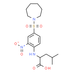ChemSpider 2D Image | N-[4-(1-Azepanylsulfonyl)-2-nitrophenyl]leucine | C18H27N3O6S