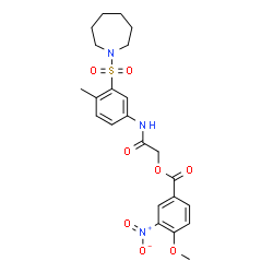 ChemSpider 2D Image | 2-{[3-(1-Azepanylsulfonyl)-4-methylphenyl]amino}-2-oxoethyl 4-methoxy-3-nitrobenzoate | C23H27N3O8S