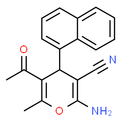 ChemSpider 2D Image | 5-Acetyl-2-amino-6-methyl-4-(1-naphthyl)-4H-pyran-3-carbonitrile | C19H16N2O2