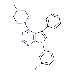 ChemSpider 2D Image | 7-(3-Chlorophenyl)-4-(4-methyl-1-piperidinyl)-5-phenyl-7H-pyrrolo[2,3-d]pyrimidine | C24H23ClN4