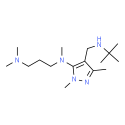 ChemSpider 2D Image | N-(1,3-Dimethyl-4-{[(2-methyl-2-propanyl)amino]methyl}-1H-pyrazol-5-yl)-N,N',N'-trimethyl-1,3-propanediamine | C16H33N5