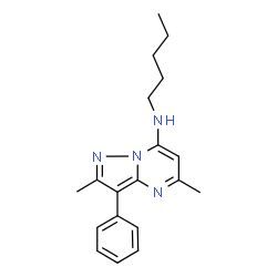 ChemSpider 2D Image | 2,5-Dimethyl-N-pentyl-3-phenylpyrazolo[1,5-a]pyrimidin-7-amine | C19H24N4