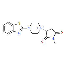 ChemSpider 2D Image | 4-(1,3-Benzothiazol-2-yl)-1-(1-methyl-2,5-dioxo-3-pyrrolidinyl)piperazin-1-ium | C16H19N4O2S