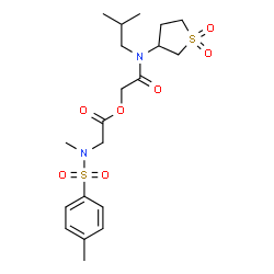 ChemSpider 2D Image | 2-[(1,1-Dioxidotetrahydro-3-thiophenyl)(isobutyl)amino]-2-oxoethyl N-methyl-N-[(4-methylphenyl)sulfonyl]glycinate | C20H30N2O7S2