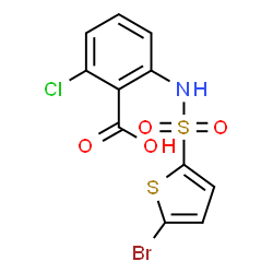 ChemSpider 2D Image | 2-{[(5-Bromo-2-thienyl)sulfonyl]amino}-6-chlorobenzoic acid | C11H7BrClNO4S2