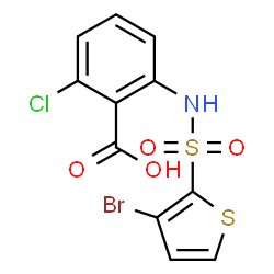 ChemSpider 2D Image | 2-{[(3-Bromo-2-thienyl)sulfonyl]amino}-6-chlorobenzoic acid | C11H7BrClNO4S2