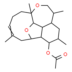 ChemSpider 2D Image | 5,8,11,15-Tetramethyl-10,18-dioxatetracyclo[9.7.0.0~2,7~.0~3,17~]octadec-14-en-4-yl acetate | C22H34O4