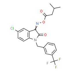 ChemSpider 2D Image | 5-Chloro-3-{[(3-methylbutanoyl)oxy]imino}-1-[3-(trifluoromethyl)benzyl]-1,3-dihydro-2H-indol-2-one | C21H18ClF3N2O3