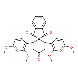 ChemSpider 2D Image | 2,6-Bis(2,4-dimethoxyphenyl)-4H-spiro[cyclohexane-1,2'-indene]-1',3',4-trione | C30H28O7