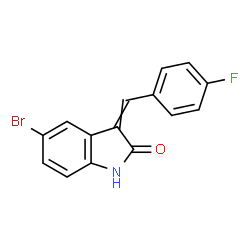 ChemSpider 2D Image | 5-Bromo-3-(4-fluorobenzylidene)-1,3-dihydro-2H-indol-2-one | C15H9BrFNO