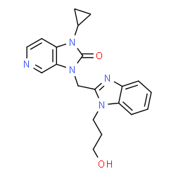 ChemSpider 2D Image | 1-Cyclopropyl-3-{[1-(3-hydroxypropyl)-1H-benzimidazol-2-yl]methyl}-1,3-dihydro-2H-imidazo[4,5-c]pyridin-2-one | C20H21N5O2