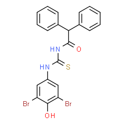 ChemSpider 2D Image | N-[(3,5-Dibromo-4-hydroxyphenyl)carbamothioyl]-2,2-diphenylacetamide | C21H16Br2N2O2S