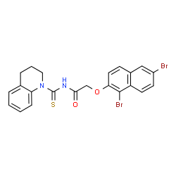 ChemSpider 2D Image | 2-[(1,6-Dibromo-2-naphthyl)oxy]-N-(3,4-dihydro-1(2H)-quinolinylcarbonothioyl)acetamide | C22H18Br2N2O2S