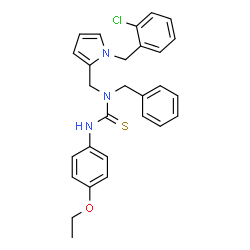 ChemSpider 2D Image | 1-Benzyl-1-{[1-(2-chlorobenzyl)-1H-pyrrol-2-yl]methyl}-3-(4-ethoxyphenyl)thiourea | C28H28ClN3OS