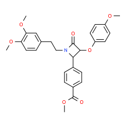 ChemSpider 2D Image | methyl 4-[1-[2-(3,4-dimethoxyphenyl)ethyl]-3-(4-methoxyphenoxy)-4-oxoazetidin-2-yl]benzoate | C28H29NO7