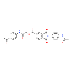 ChemSpider 2D Image | 2-[(4-Acetylphenyl)amino]-2-oxoethyl 2-(4-acetamidophenyl)-1,3-dioxo-5-isoindolinecarboxylate | C27H21N3O7