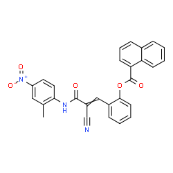 ChemSpider 2D Image | 2-{2-Cyano-3-[(2-methyl-4-nitrophenyl)amino]-3-oxo-1-propen-1-yl}phenyl 1-naphthoate | C28H19N3O5