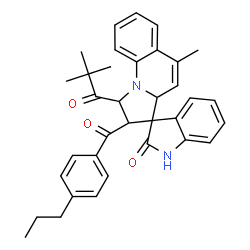 ChemSpider 2D Image | 1'-(2,2-Dimethylpropanoyl)-5'-methyl-2'-(4-propylbenzoyl)-1',2'-dihydro-3a'H-spiro[indole-3,3'-pyrrolo[1,2-a]quinolin]-2(1H)-one | C35H36N2O3