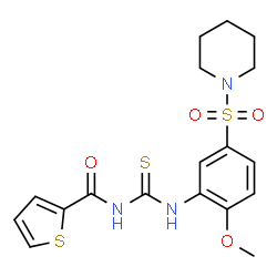 ChemSpider 2D Image | N-{[2-Methoxy-5-(1-piperidinylsulfonyl)phenyl]carbamothioyl}-2-thiophenecarboxamide | C18H21N3O4S3