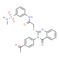 ChemSpider 2D Image | 2-{[3-(4-Acetylphenyl)-4-oxo-3,4-dihydro-2-quinazolinyl]sulfanyl}-N-[3-(dimethylsulfamoyl)phenyl]acetamide | C26H24N4O5S2