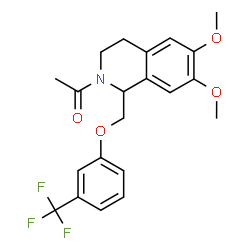 ChemSpider 2D Image | 1-[6,7-Dimethoxy-1-{[3-(trifluoromethyl)phenoxy]methyl}-3,4-dihydro-2(1H)-isoquinolinyl]ethanone | C21H22F3NO4