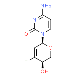 ChemSpider 2D Image | 4-Amino-1-[(2S,5R)-4-fluoro-5-hydroxy-5,6-dihydro-2H-pyran-2-yl]-2(1H)-pyrimidinone | C9H10FN3O3
