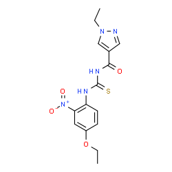 ChemSpider 2D Image | N-[(4-Ethoxy-2-nitrophenyl)carbamothioyl]-1-ethyl-1H-pyrazole-4-carboxamide | C15H17N5O4S