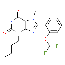 ChemSpider 2D Image | 3-Butyl-8-[2-(difluoromethoxy)phenyl]-7-methyl-3,7-dihydro-1H-purine-2,6-dione | C17H18F2N4O3