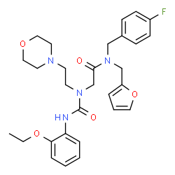ChemSpider 2D Image | N~2~-[(2-Ethoxyphenyl)carbamoyl]-N-(4-fluorobenzyl)-N-(2-furylmethyl)-N~2~-[2-(4-morpholinyl)ethyl]glycinamide | C29H35FN4O5