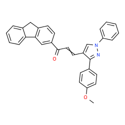 ChemSpider 2D Image | 1-(9H-Fluoren-3-yl)-3-[3-(4-methoxyphenyl)-1-phenyl-1H-pyrazol-4-yl]-2-propen-1-one | C32H24N2O2