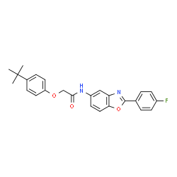 ChemSpider 2D Image | N-[2-(4-Fluorophenyl)-1,3-benzoxazol-5-yl]-2-[4-(2-methyl-2-propanyl)phenoxy]acetamide | C25H23FN2O3