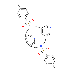 ChemSpider 2D Image | 3,11-Bis[(4-methylphenyl)sulfonyl]-3,7,11,15-tetraazatricyclo[11.3.1.1~5,9~]octadeca-1(17),5(18),6,8,13,15-hexaene | C28H28N4O4S2