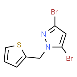 ChemSpider 2D Image | 3,5-Dibromo-1-(2-thienylmethyl)-1H-pyrazole | C8H6Br2N2S