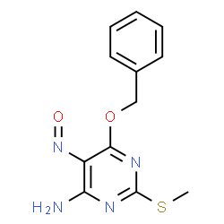ChemSpider 2D Image | 4-amino-6-benzyloxy-2-(methylsulfanyl)-5-nitrosopyrimidine | C12H12N4O2S
